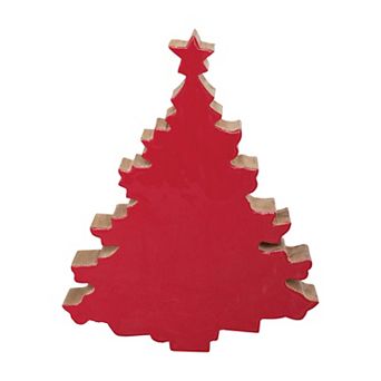 Storied Home Enameled Mango Wood Christmas Tree Table Decor