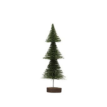Storied Home Bottle Brush Tree on Wood Base Table Decor