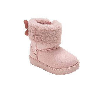bebe Girl's Toddler Faux Fur Winter Boots with Memory Foam Insoles