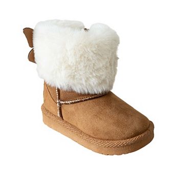 bebe Girl's Toddler Faux Fur Winter Boots with Memory Foam Insoles