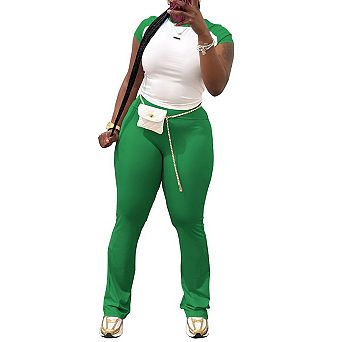 Womens 2 pc Casual Outfits Crop Tank Top Wide Leg Sweatpants Set