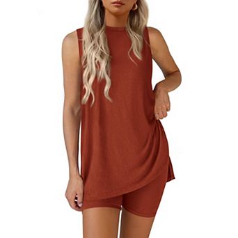 Womens 2 pc Lounge Outfit Soft Comfy Short Set Casual Wear