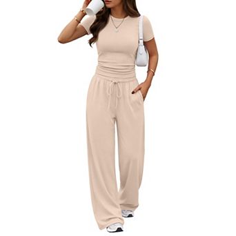 Womens 2 pc Summer Lounge Set With Pockets Breathable Soft Stretch