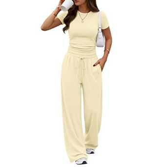 Womens 2 pc Summer Lounge Set With Pockets Breathable Soft Stretch