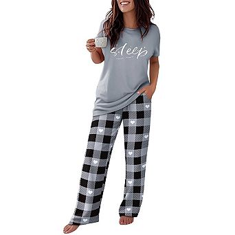 Womens 2 pc Short Sleeve Lounge Pajama Set Soft Stretchy Print