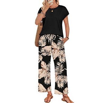 2 pc Womens Two Piece Outfits Lounge Beach Vacation Travel Set