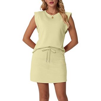 Womens 2 pc Cap Sleeve Top And Tennis Skort Set With Pockets