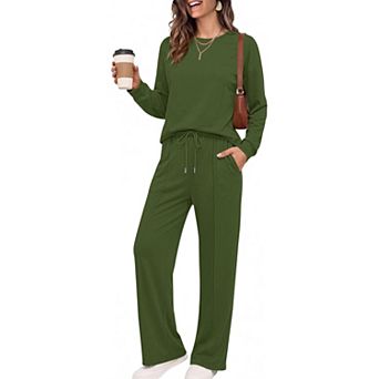 Women 2 pc Casual Sweatsuit Set Fall Outfits with Pockets