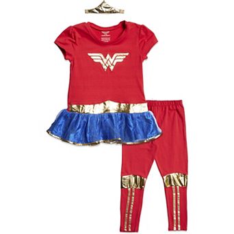 DC Comics Justice League Wonder Woman Cosplay Tutu Top and Leggings Set