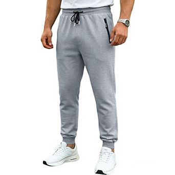 Men's Tapered Jogger Pants With Zip Pockets And Drawstring Waist