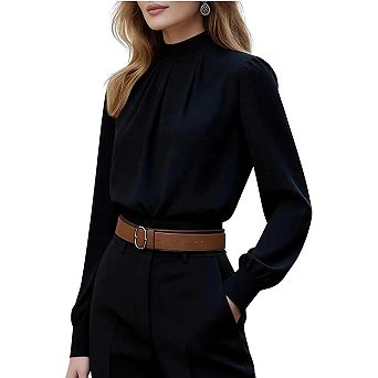 Women's Mock Neck Long-Sleeve Elegant Top