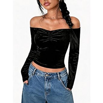 Women's Off-Shoulder Slim Fit Long-Sleeve Top