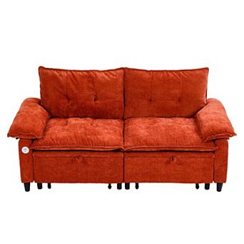 KWPZQEB 73" Modern Loveseat w/ Pull-Out Bed, 2-Seater Convertible Sofa Bed for Living Room