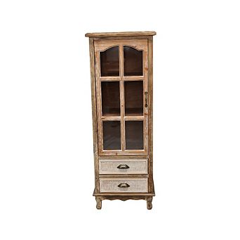 KWPZQEB Rustic Antique Wooden Display Storage Cabinet with 2 Drawers for Living Room