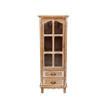 KWPZQEB Rustic Antique Wooden Display Storage Cabinet with 2 Drawers for Living Room