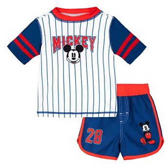 Disney's Mickey Mouse 2 pc Rash Guard and Swim Trunks Set