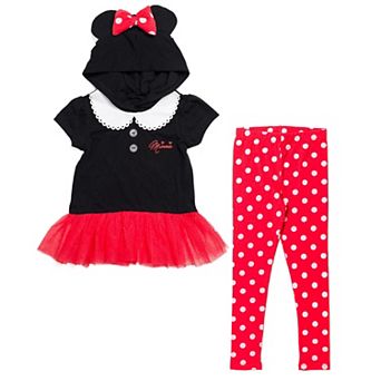 Disney's Minnie Mouse Cosplay 2 pc Hooded Tee and Leggings Set