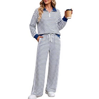 2 pc Womens Half Zip Lounge Set Sweatshirt Sweatpants Casual Fall Outfit