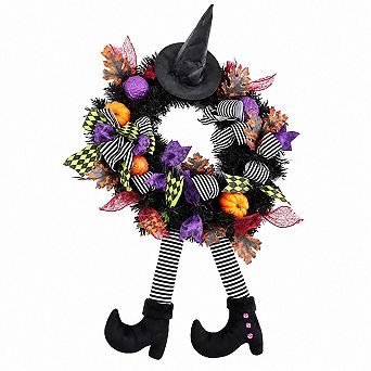 3D Witch Wreath Handmade Front Door Indoor Outdoor Halloween Decor
