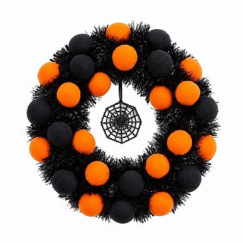 Halloween Tinsel Wreath Foldable Front Door Web Decoration