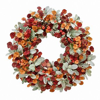 22 Inch Fall Wreath with Eucalyptus Leaves for Front Door Decor