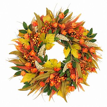 Fall Wreath for Front Door Outside Harvest Thanksgiving Decor