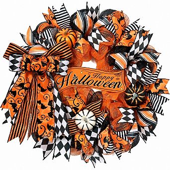2 pc Wreath With Ribbon Bow For Front Door Indoor Display