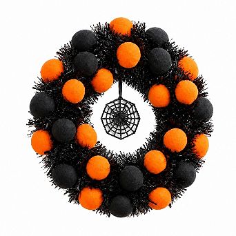 Halloween Tinsel Wreath Foldable Front Door Decoration