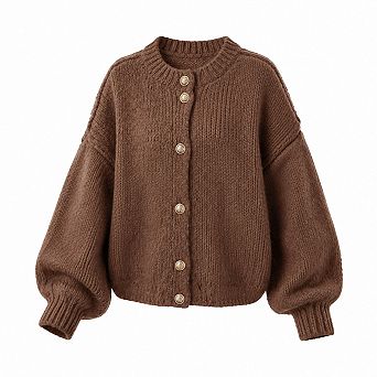 Womens Oversized Chunky Knit Button Down Cardigan Long Sleeve Slouchy