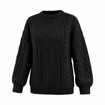 Womens Oversized Cable Knit Sweater Cotton Blend Fall Layering Top