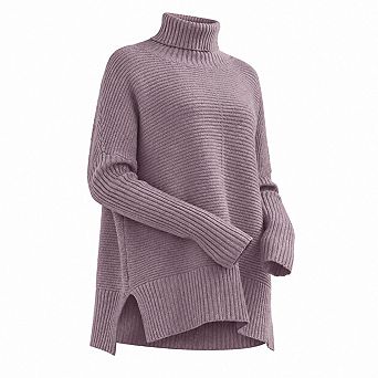 Womens Oversized Roll Neck Turtleneck Long Pullover Tunic Sweater