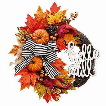 22 Inch Collapsible Fall Wreath Rustic Farmhouse Decor