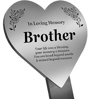 Heart Shaped Engraved Memorial Plaque Stake Acrylic Grave Marker