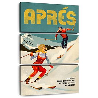 Apres Ski Jack And Jill Whiskey 3 pc Set Wall Art
