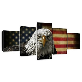 Eagle And Flag Of America 5 pc Set Wall Art