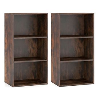 3-Cube Adjustable Bookshelf Set of 2 Open Storage Cube Shelves for Entryway Living Room