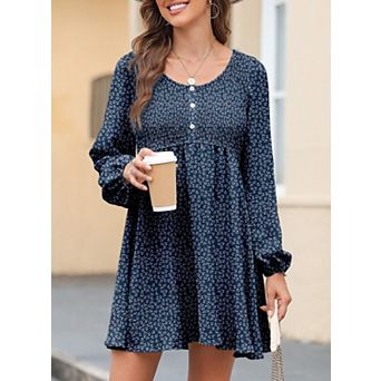 Women Casual Long Sleeve Mini Fall Dress