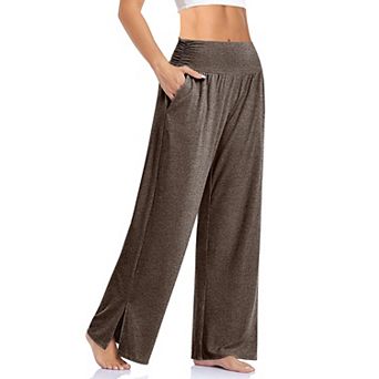 Womens High Waisted Wide Leg Loose Yoga Pants Pockets