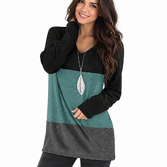 Long Sleeve V Neck Tunic Tops Loose Fit Casual Fall Outfits