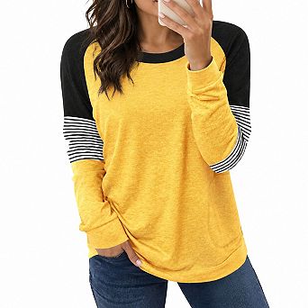 Womens Long Sleeve Loose Fit Crew Neck Soft Comfy Casual Tops