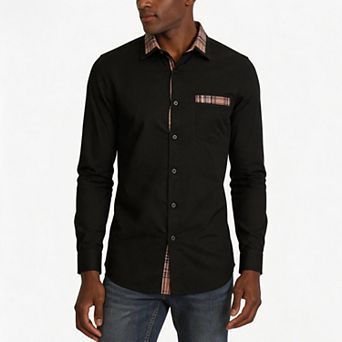 Men's Plaid Shirt Long Sleeve Button Front Pocket Lightweight Everyday Top