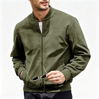 Men's Casual Suede Bomber Jacket