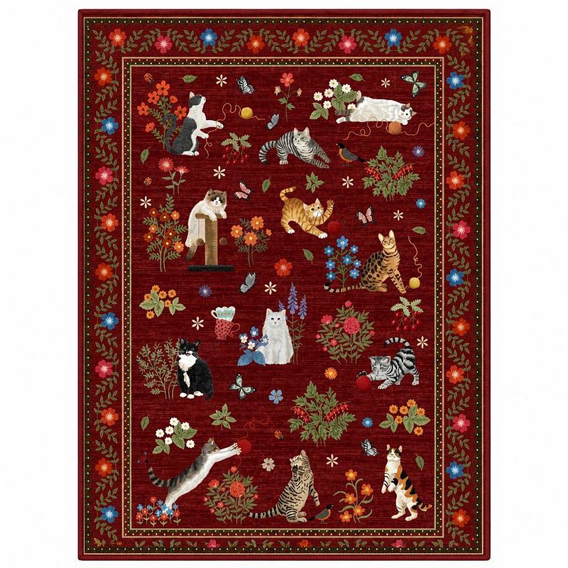 Cat Garden Area Rug Machine Washable Non-Slip for Living Room Bedroom