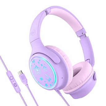 MEE audio KidJamz KJ65U Safe Listening USB-C Over-Ear Headphones for Kids with LED Lights
