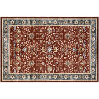 Traditional Medallion Machine Washable Area Rug Timeless Non-Slip Carpet for Living Room Bedroom