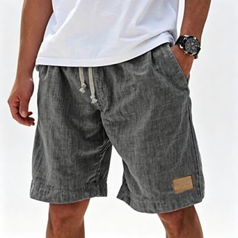 Men's Casual Cotton Shorts, Elastic Waist Drawstring Relaxed Fit with Pockets