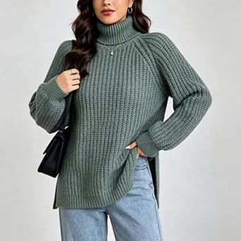 ShopWonder Women's Fall Turtleneck Cable Long Sleeve Knit Pullover Sweaters