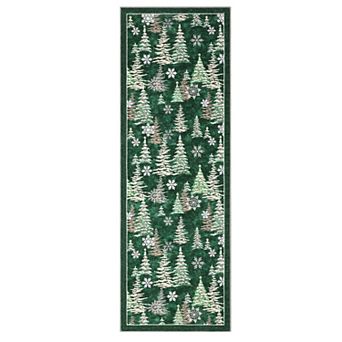 Machine Washable Evergreen Forest Area Rug for Bedroom Office Soft Carpet