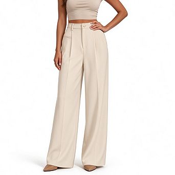 Women's High Waist Wide Leg Work Slacks Tailored Palazzo Pants Flowy Business Casual Trousers