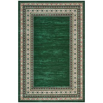 Machine Washable Traditional Medallion Area Rug for Living Room Dining Room Low Pile Carpet